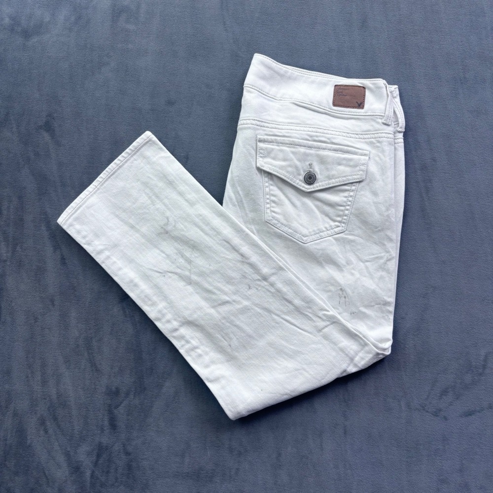 American Eagle Artist White Stretch Denim Jeans Size 8 Regular Double Button